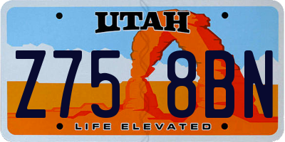 UT license plate Z758BN