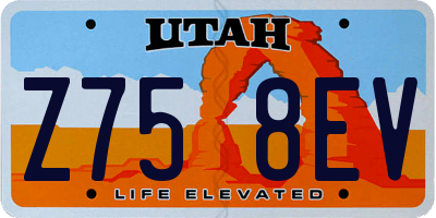 UT license plate Z758EV