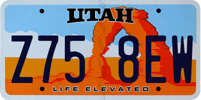 UT license plate Z758EW