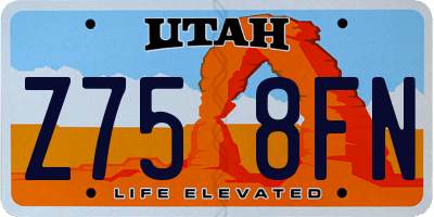 UT license plate Z758FN