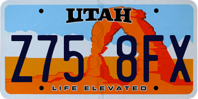 UT license plate Z758FX