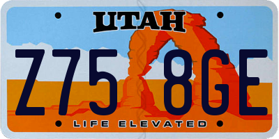 UT license plate Z758GE