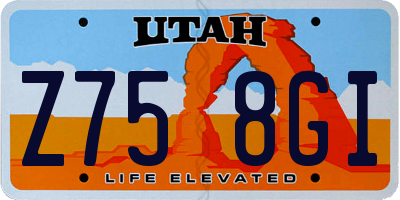 UT license plate Z758GI