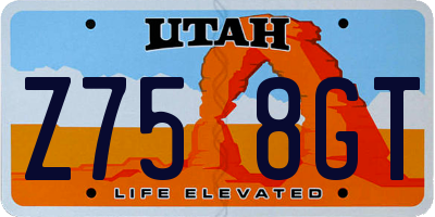 UT license plate Z758GT