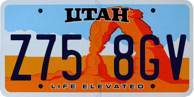 UT license plate Z758GV