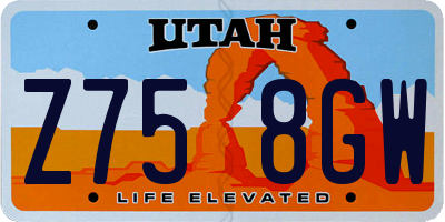 UT license plate Z758GW