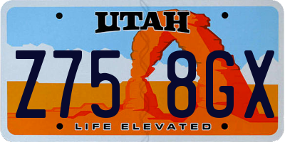 UT license plate Z758GX