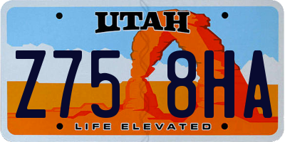 UT license plate Z758HA