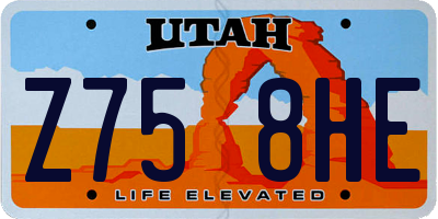 UT license plate Z758HE