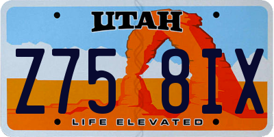 UT license plate Z758IX