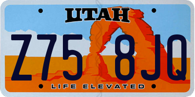UT license plate Z758JQ