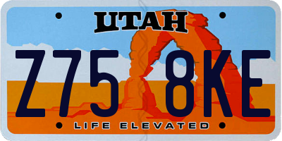 UT license plate Z758KE