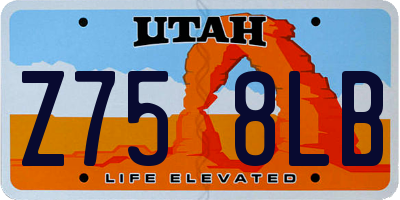 UT license plate Z758LB