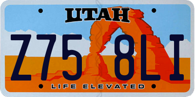 UT license plate Z758LI