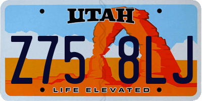 UT license plate Z758LJ