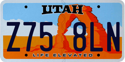 UT license plate Z758LN