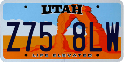 UT license plate Z758LW