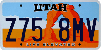 UT license plate Z758MV
