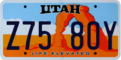 UT license plate Z758OY