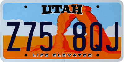 UT license plate Z758QJ
