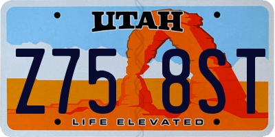UT license plate Z758ST