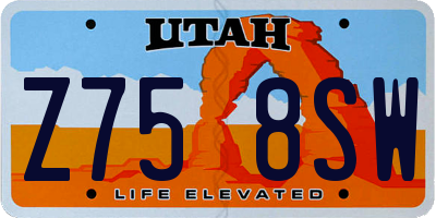 UT license plate Z758SW