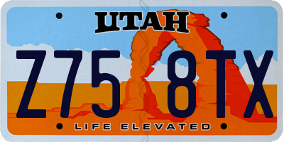 UT license plate Z758TX