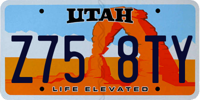 UT license plate Z758TY