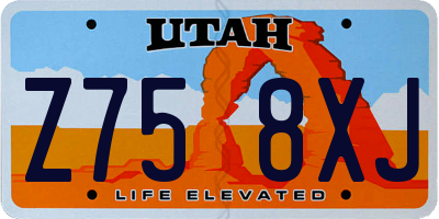 UT license plate Z758XJ