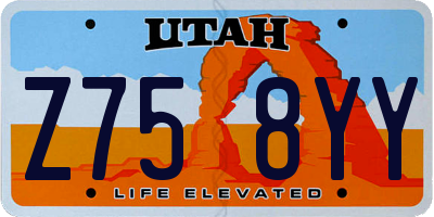 UT license plate Z758YY