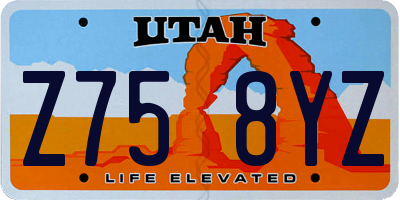 UT license plate Z758YZ