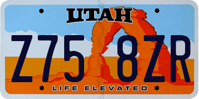 UT license plate Z758ZR