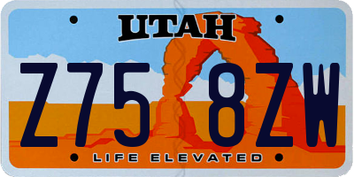 UT license plate Z758ZW