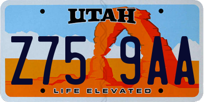 UT license plate Z759AA