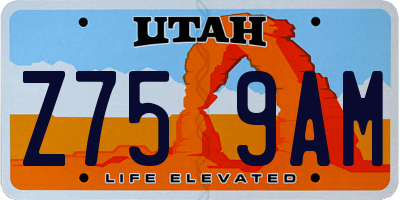 UT license plate Z759AM