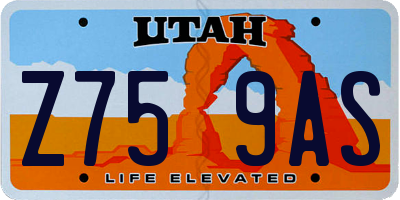 UT license plate Z759AS