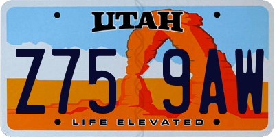 UT license plate Z759AW