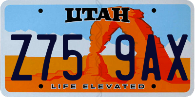 UT license plate Z759AX