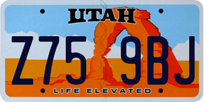 UT license plate Z759BJ