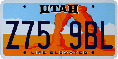 UT license plate Z759BL
