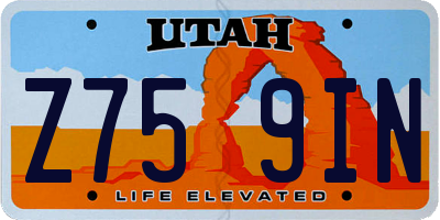 UT license plate Z759IN