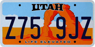 UT license plate Z759JZ