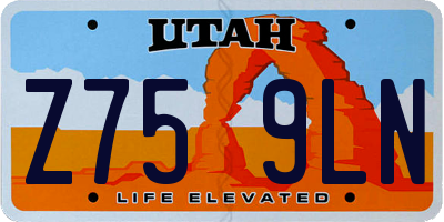 UT license plate Z759LN