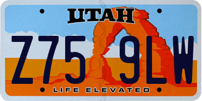 UT license plate Z759LW
