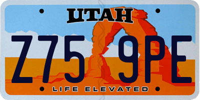 UT license plate Z759PE