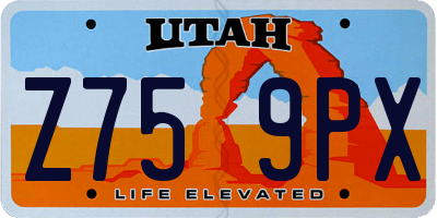 UT license plate Z759PX