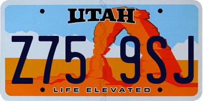 UT license plate Z759SJ
