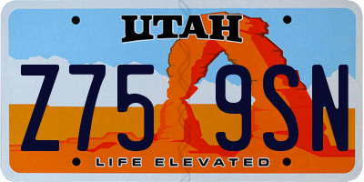 UT license plate Z759SN