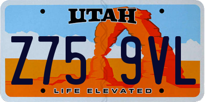 UT license plate Z759VL