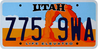 UT license plate Z759WA